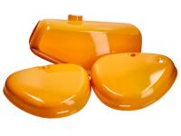 Bränsletank och sidokåpa i orange för Simson S50, S51, S70
