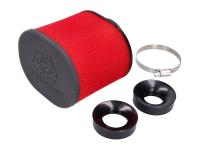 Luftfilter Malossi Red Filter E15 oval 60mm rak med gänga, röd-svart